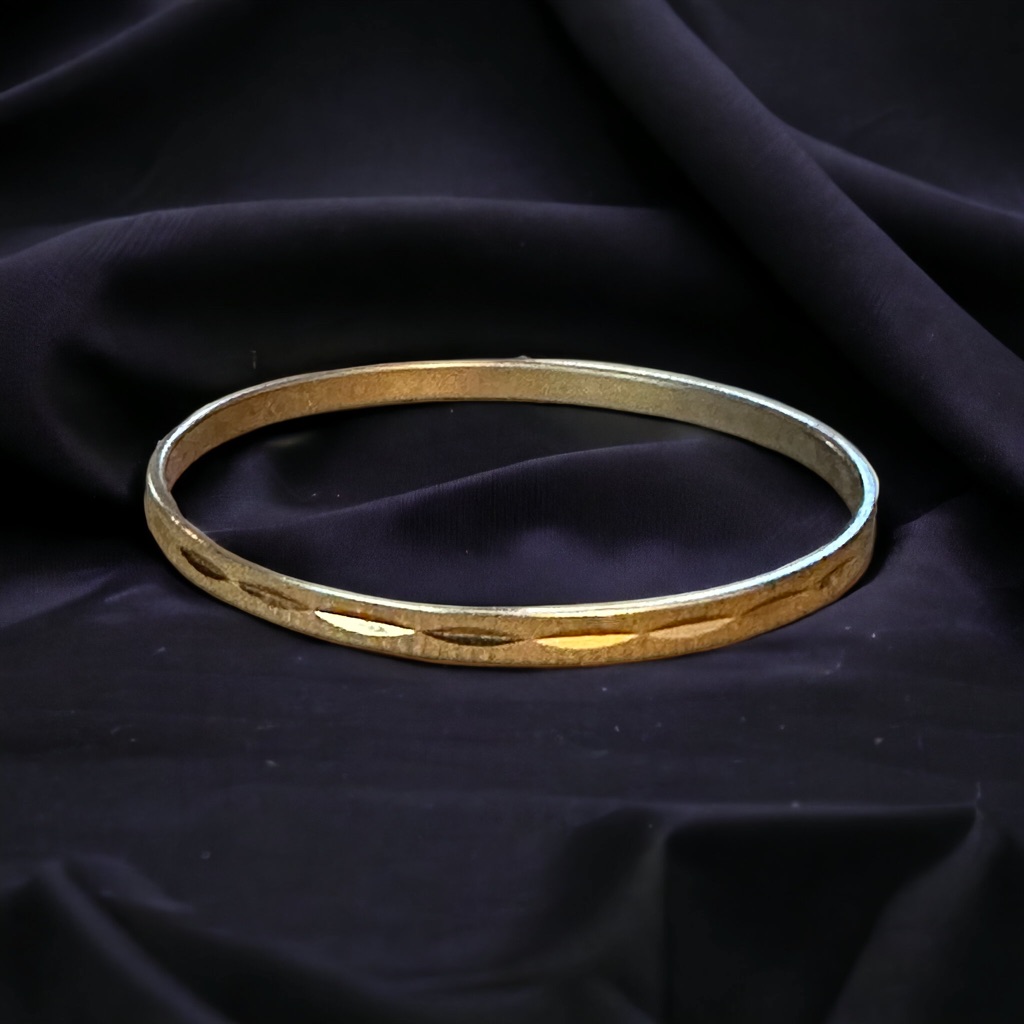 Vintage Monet Brushed Gold Diamond Cut Bangle Bracelet